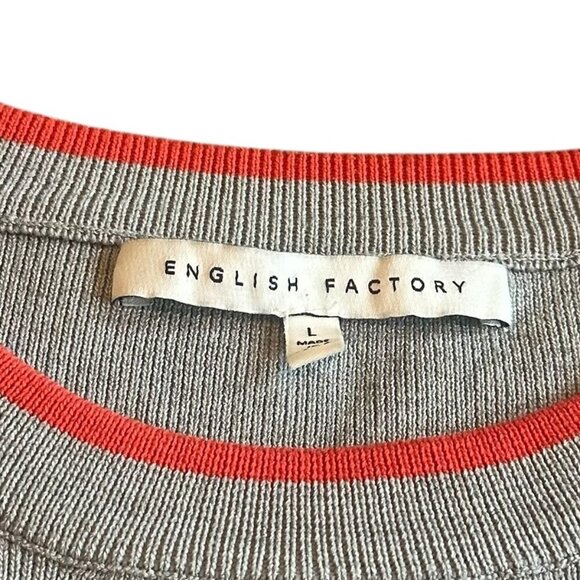 English Factory Grey Striped Sweater Dress Pullover Layered Size Large Women's - Picture 12 of 12
